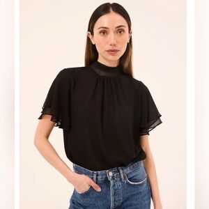 Misa Los Angeles Black Sheer Blouse